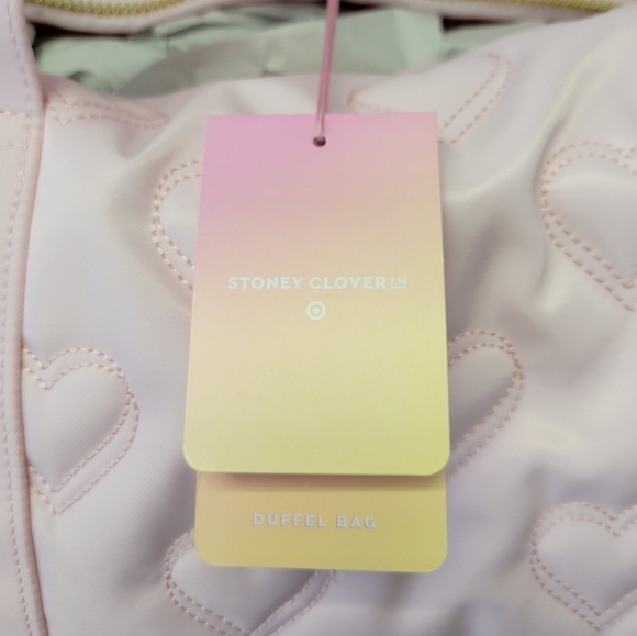 Stoney Clover Ln Quilted Heart Duffle Bag Light Pink Gold Zipper - Picture 7 of 10